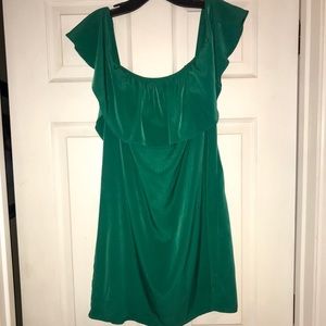Green off the shoulder dress